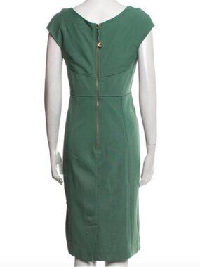 Green Cap-Sleeve Midi Dress with Back Zip